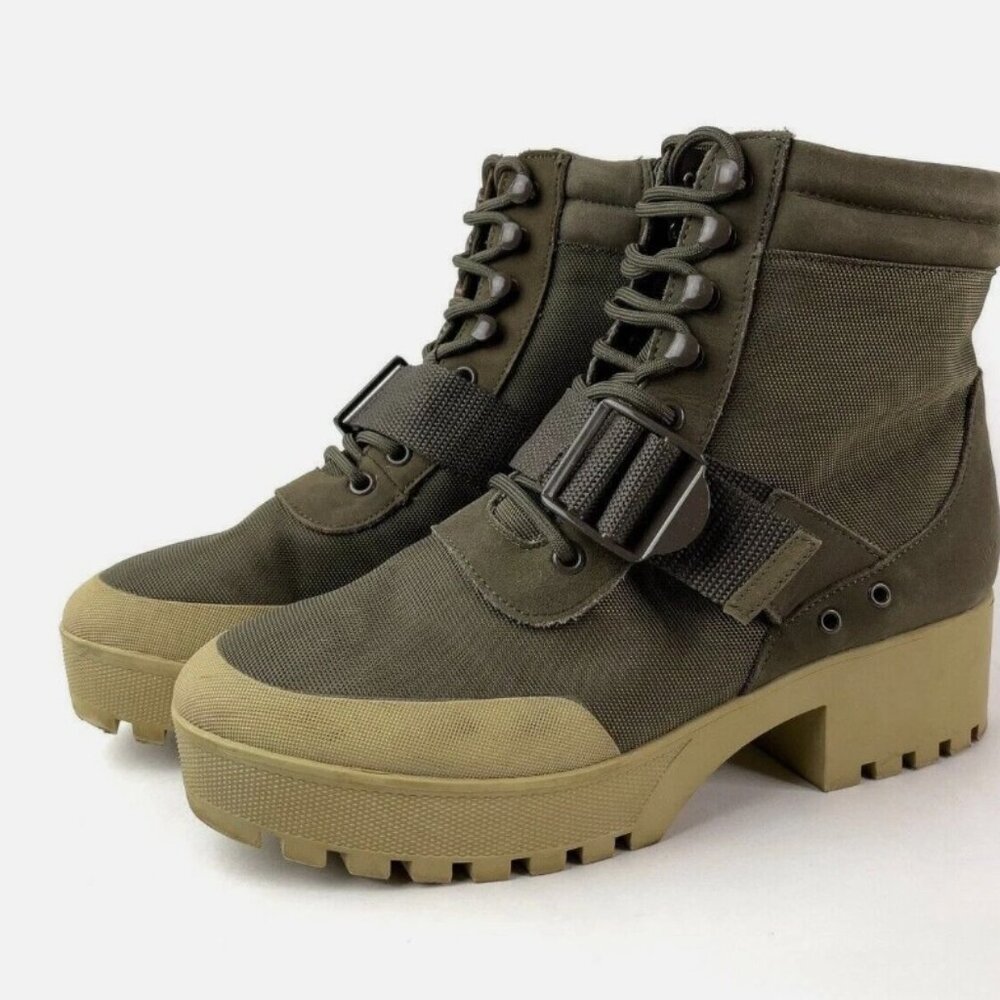 Steve Madden Womens Grady Treaded Booties Olive Size 6.5 M